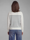 Women's White Sailor Knit Long Sleeve Sweater