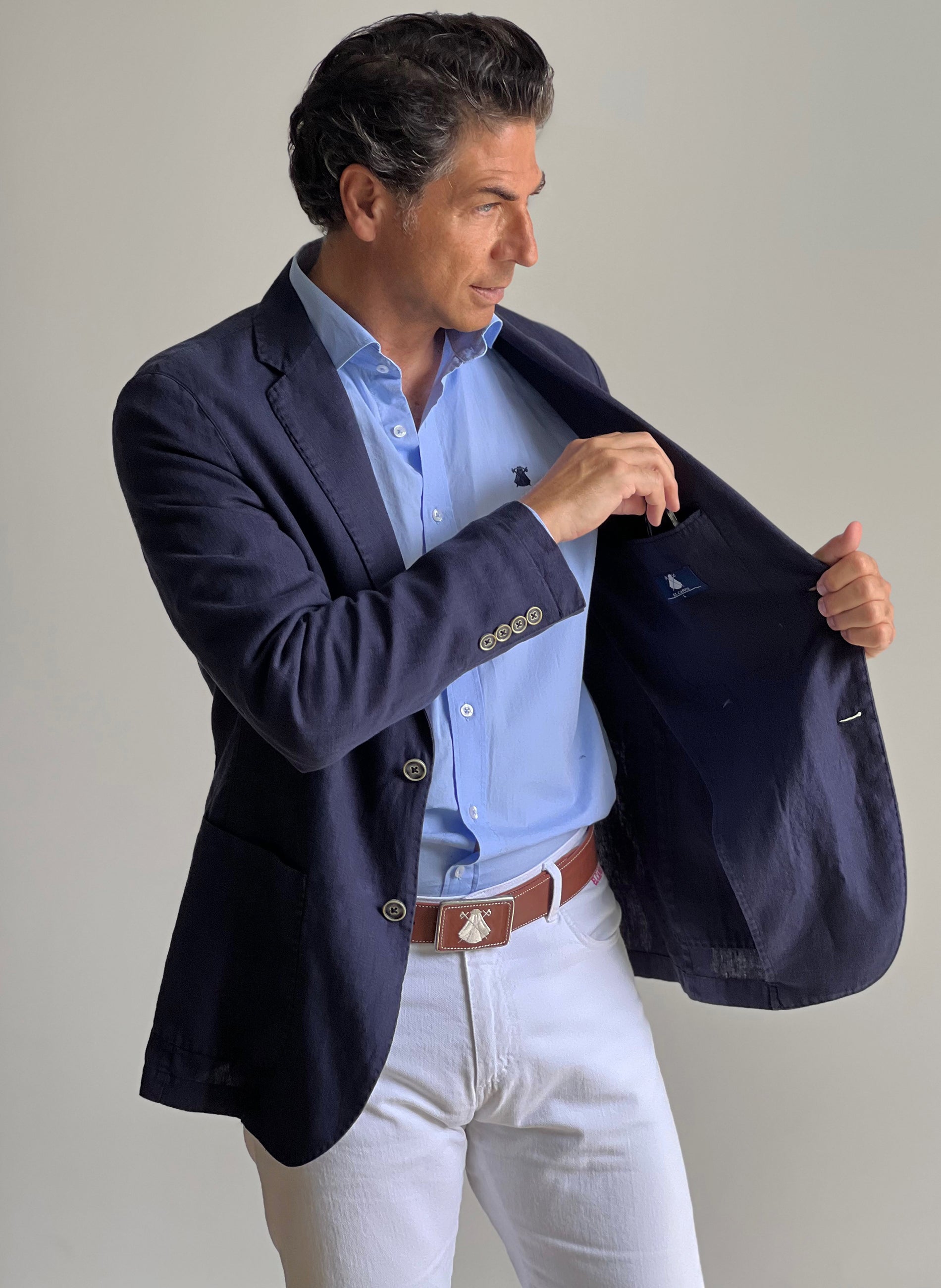 Men's Blue Linen Blazer