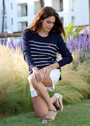 Jersey Azul Punto Marinero Manga Larga Mujer