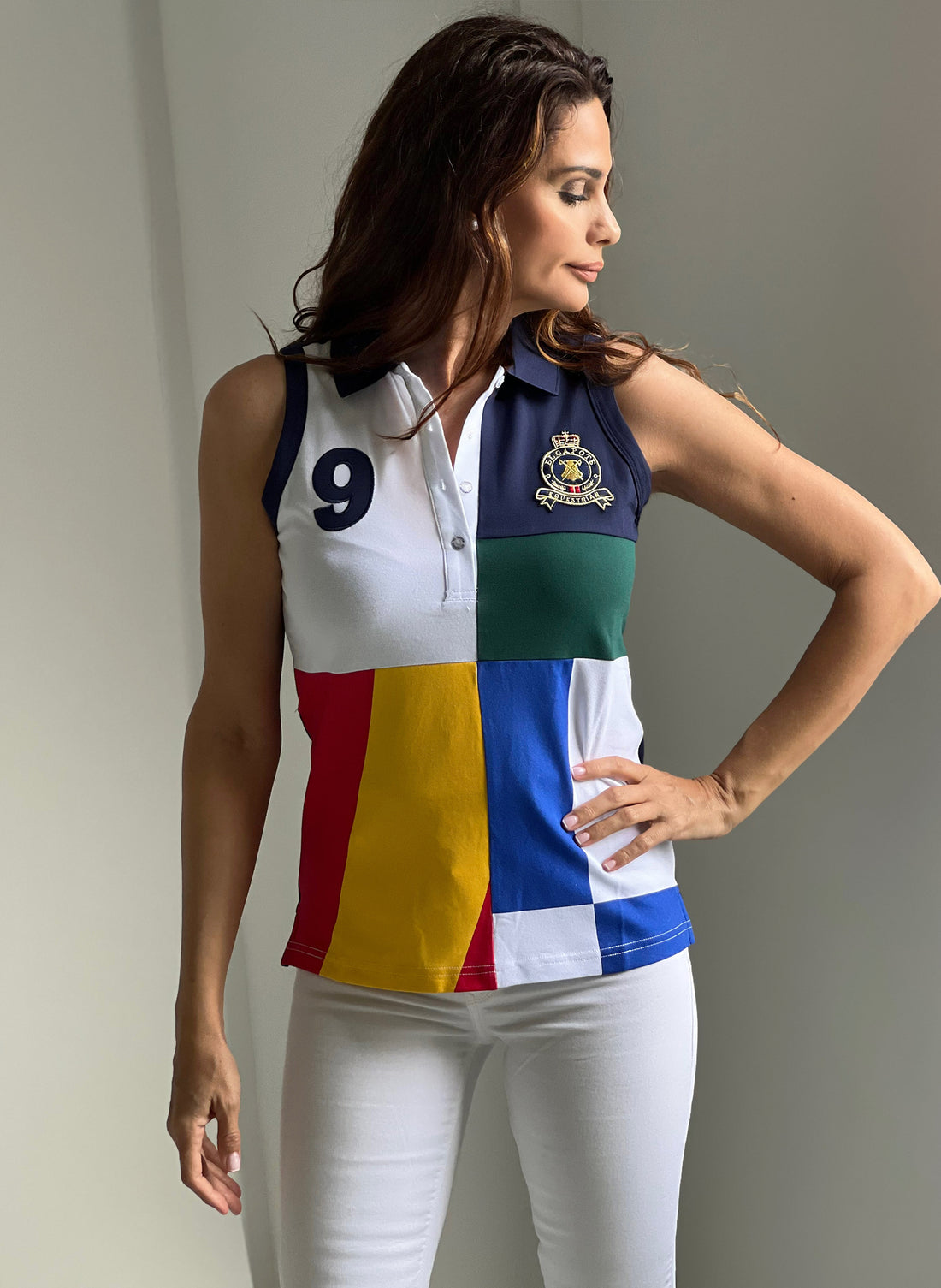 Ärmelloses Flaggen-Poloshirt für Damen