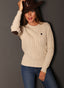 Jersey de Ochos Beige Cuello Caja Mujer