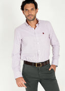 Camisa Ventana Burdeos Cuello Botón Hombre