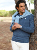 Jersey Azul Jaspeado Cuello Caja Hombre