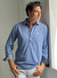 Polera Azul Contraste Lunares Hombre