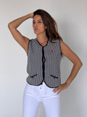 Chaleco Azul Rayas Mujer