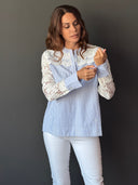Camisa Rayas Guipur Mujer
