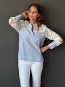 Camisa Rayas Guipur Mujer