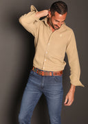 Camisa Camel Nido de Abeja Hombre