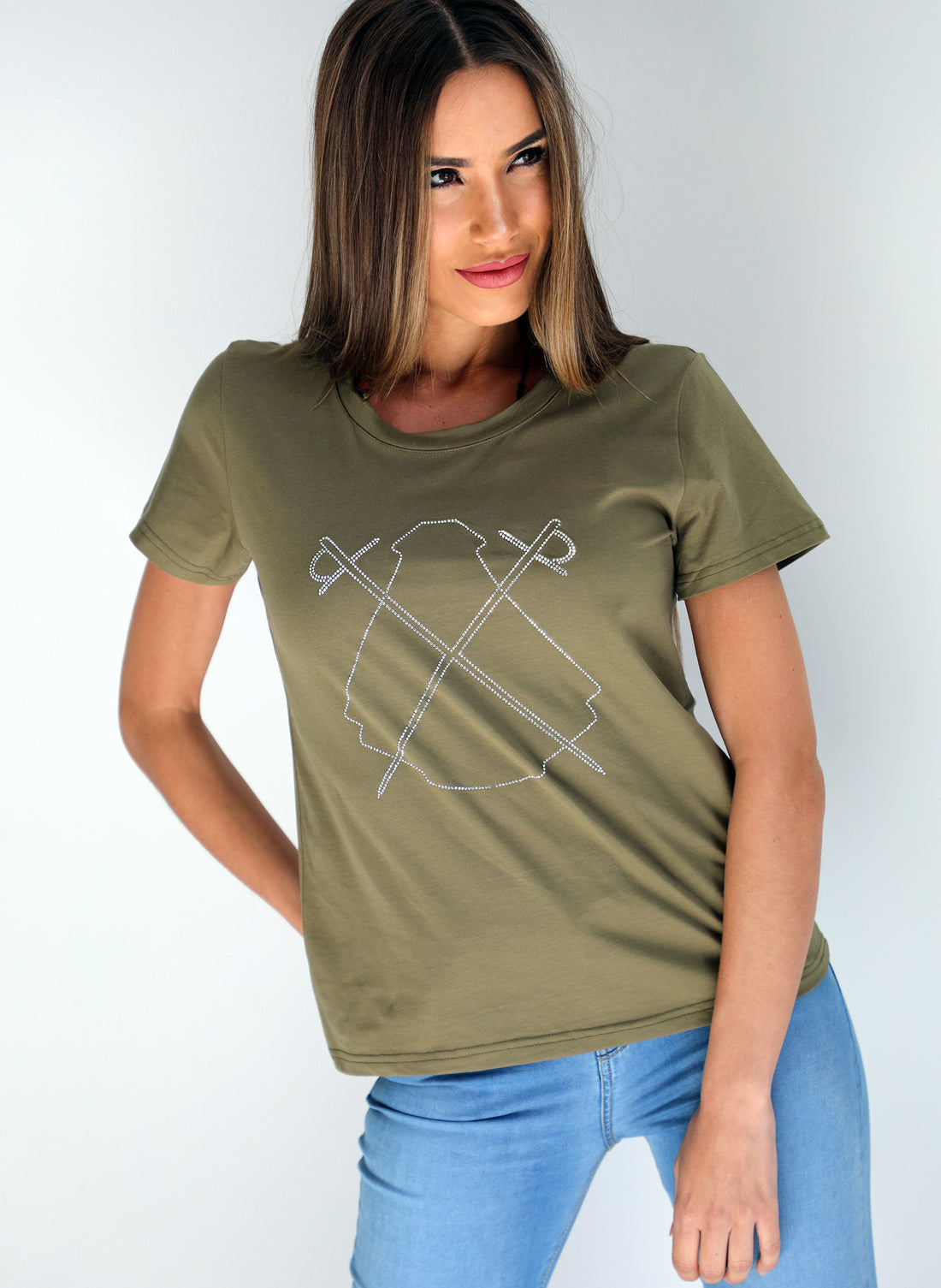 Khakifarbenes Capote-Grün-T-Shirt für Damen
