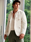 Americana Off White Capucha Desmontable Hombre