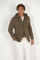 Americana Verde Kaki Capucha Desmontable Hombre