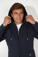 Americana Azul Marino Capucha Desmontable Hombre