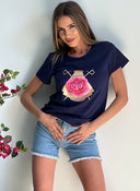 Camiseta Azul Capote Clavel Mujer