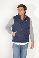 Gilet matelassé bleu marine pour homme Dos gris 