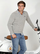 Jersey Lambswool Gris Pico Hombre