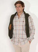 Camisa Cuadros Marrónes/Verdes Cuello Botón Hombre