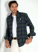 Camisa Cuadro Escocés Azul y Verde Hombre