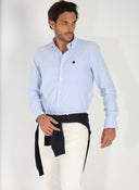 Chemise Homme Bleu Oxford À Pois