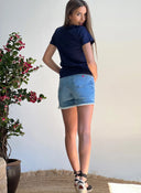 Camiseta Azul Capote Clavel Mujer