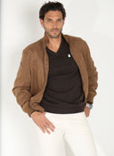 Jersey Cuello Pico Marrón Algodón Hombre