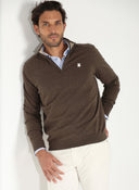 Jersey Marrón Cuello Cremallera Hombre