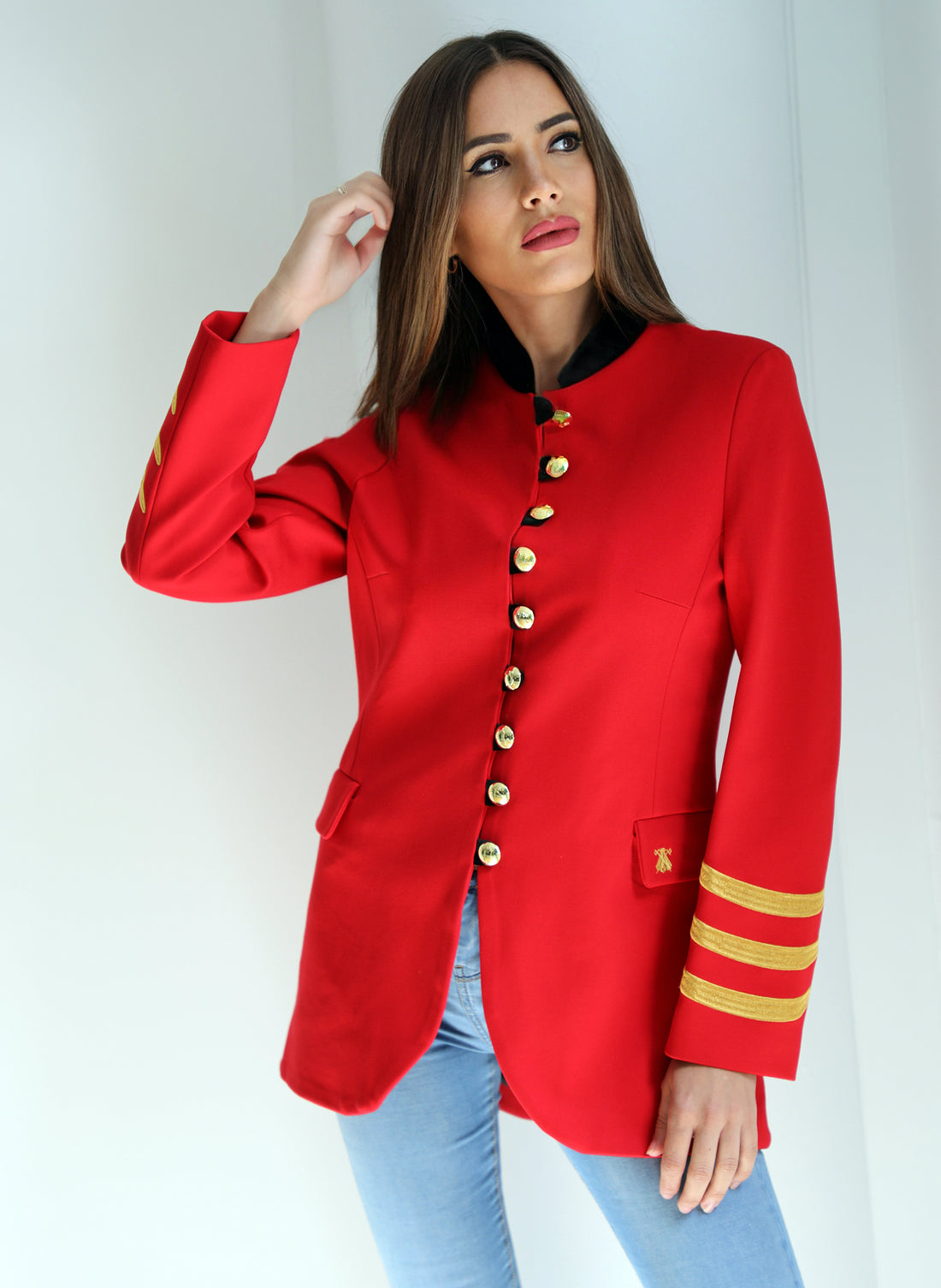 女式紅色禮服大衣