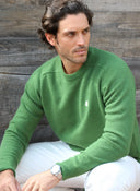 Jersey Lambswool Verde Cuello Caja Hombre