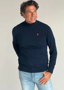 Marineblau-rosa Cape-Rollkragenpullover für Herren