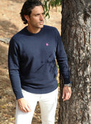 Jersey Lambswool Cuello Caja Azul Hombre