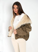 Cazadora Bomber Kaki Pelo Mujer