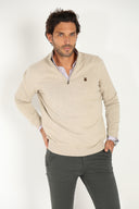 Jersey Camel Cuello Cremallera Hombre