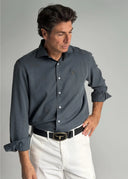 Camisa Gris Tencel Hombre