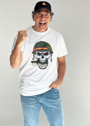 Camiseta Blanca Calavera Militar Hombre