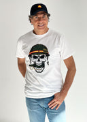 Camiseta Blanca Calavera Militar Hombre