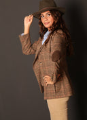 Brauner karierter Blazer für Damen