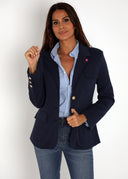 Americana Azul Botones Dorados Mujer