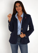 Americana Azul Botones Dorados Mujer