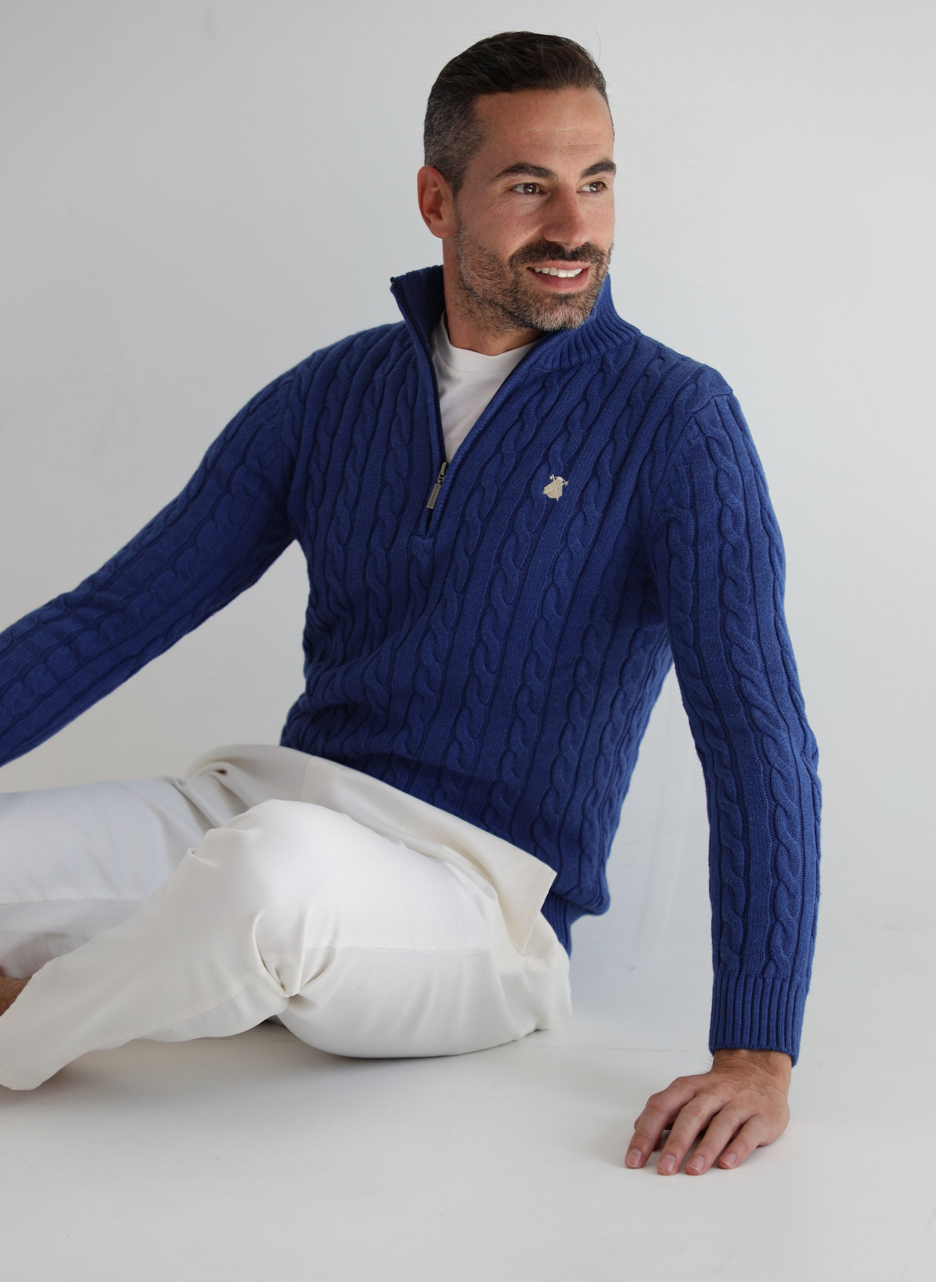 Men's Blue Eight Zipper Sweater