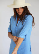 Vestido Lino Azul Añil Mujer