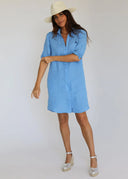 Vestido Lino Azul Añil Mujer