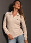 Jersey Cuello Polo Mujer Beige