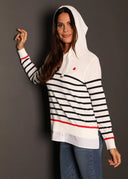 Sudadera Blanca  Rayas Azules Punto Mujer