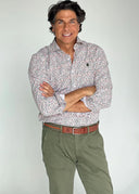 Camisa Estampada Florecitas Verdes Hombre