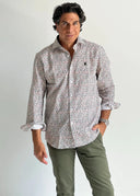 Camisa Estampada Florecitas Verdes Hombre