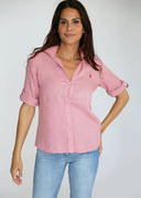 Camisa 100% Lino Berenjena Mujer