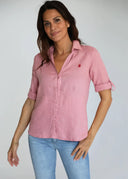 Camisa 100% Lino Berenjena Mujer