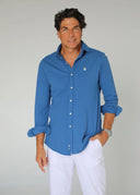 Camisa Azul Añíl Piqué Hombre