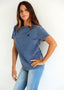 Camiseta  Tinte en Prenda Azul Mujer