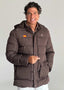 Parka Acolchada Marrón Chocolate con Capucha Hombre