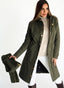 Parka Mujer Verde Kaki Con Capucha